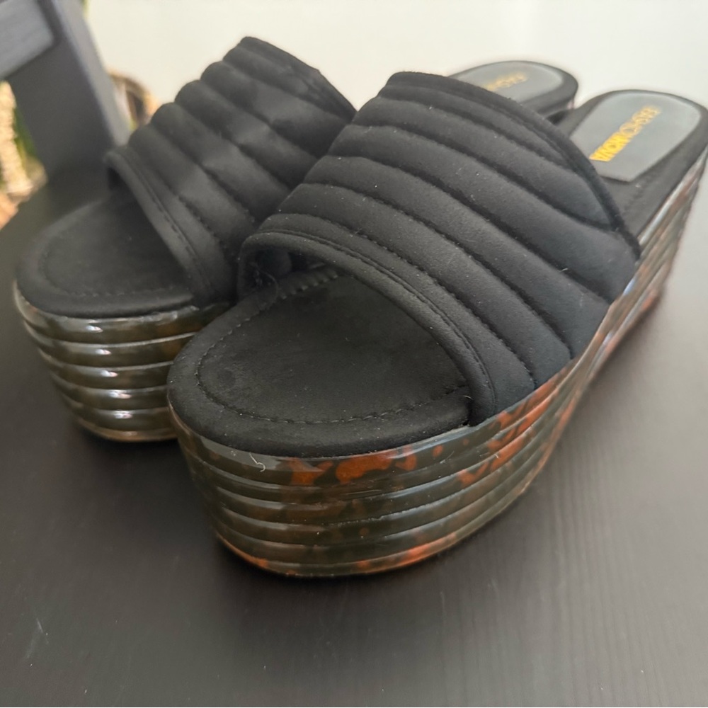 Black Platform Slide Sandals